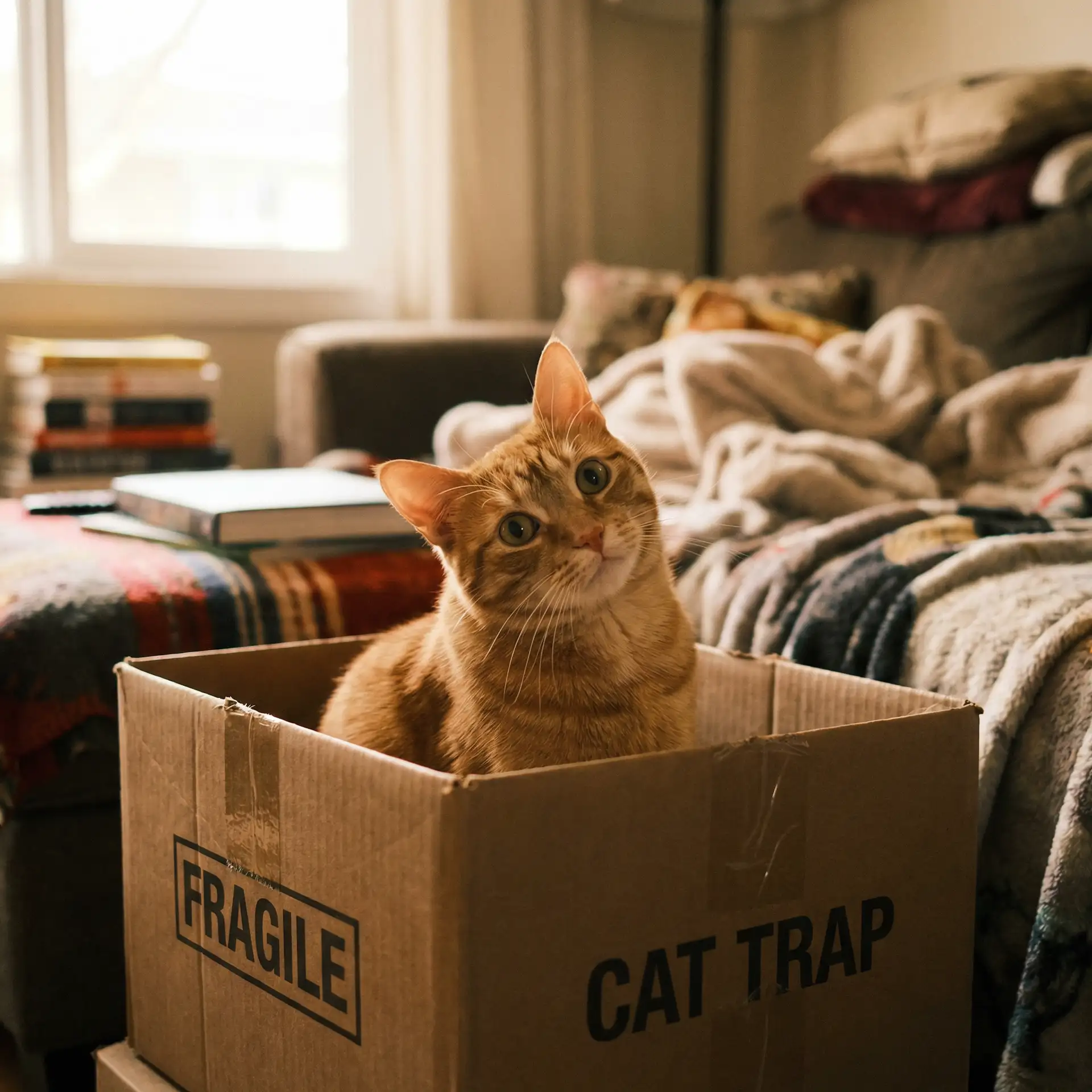 橘猫躲在纸箱里 - 终极游戏
